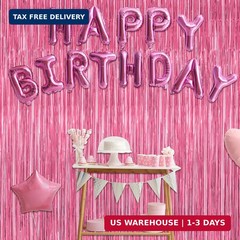 2 Pack Pink Party Decorations, 3.28 FT x 7.05 FT Pink Backdrop, Metallic Tinsel