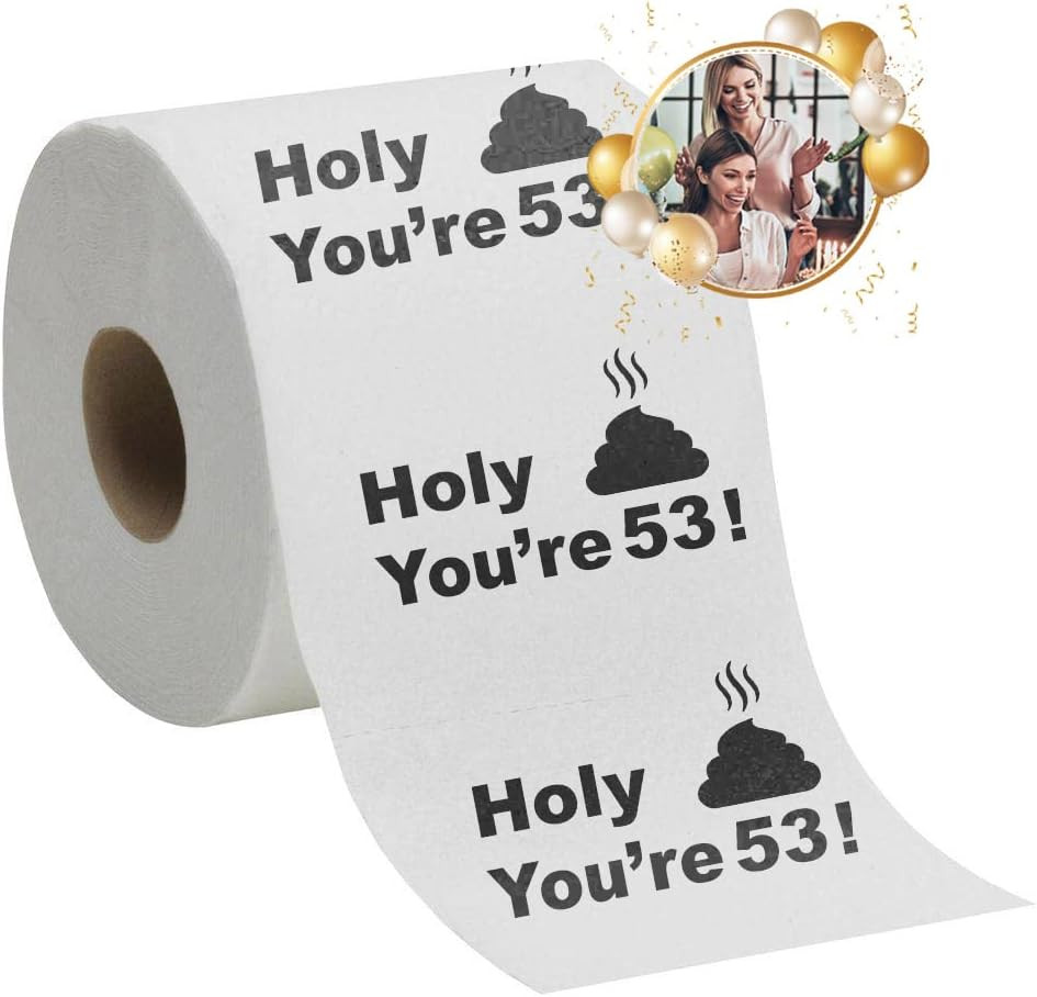 53Rd Birthday Decorations Toilet Paper for Men & Women – Funny Design Novelty Gr