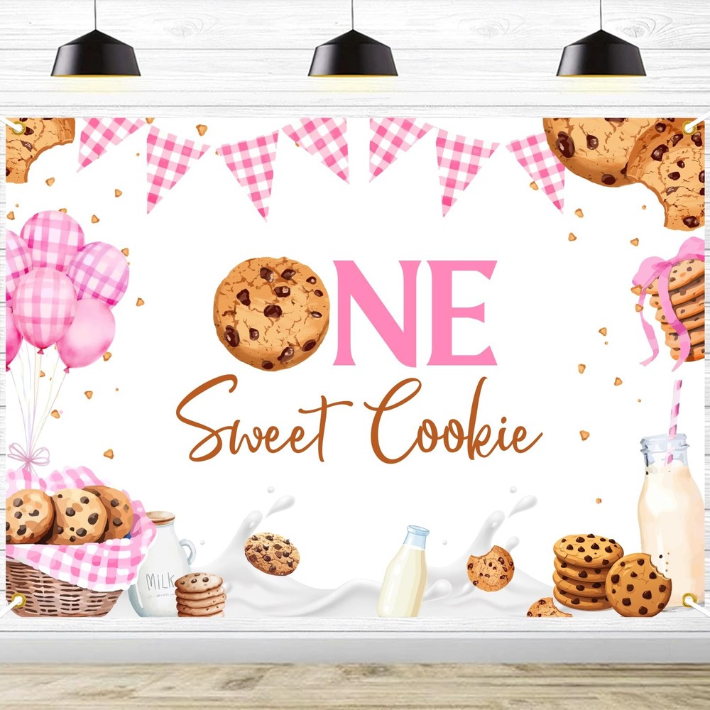 One Sweet Cookie Backdrop – Milk and Cookies First Birthday Party Decorations…