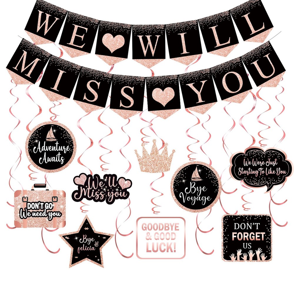 Rose Gold Farewell Party Decorations Supplies Kit, Will Miss You Banner, We W…