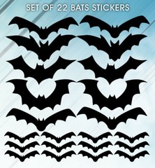 22 Halloween Stickers Bat Black Vinyl Window Decorations Spooky Party Kids Wall