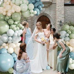 Dusty Blue Sage Green Balloon Arch Kit, 124Pcs Fog Blue Light blue Green Sand…