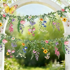 Wildflower Garden Banner 2 Pcs – 9.8FT Reusable Waterproof Garland for Parties,
