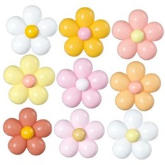 16 Set Daisy Flower Balloons DIY Kit,Boho Daisy Balloons Party Multicolor-a