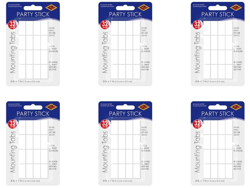 Party Stick Mounting Tabs 6 Packs Adhesive Double-Sided Wall Hanging Strips Bulk