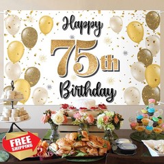 LASKYER 75th Birthday Gold Balloon Banner