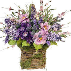 Minimalist Silk Flower Garland Wreath Pink Purple Tone for Modern Door Decor