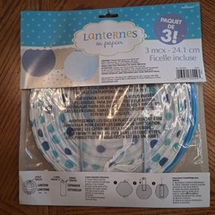 Amscan Paper Lanterns 3 Pack 9.5 in Blue & White Polka Dot Includes String