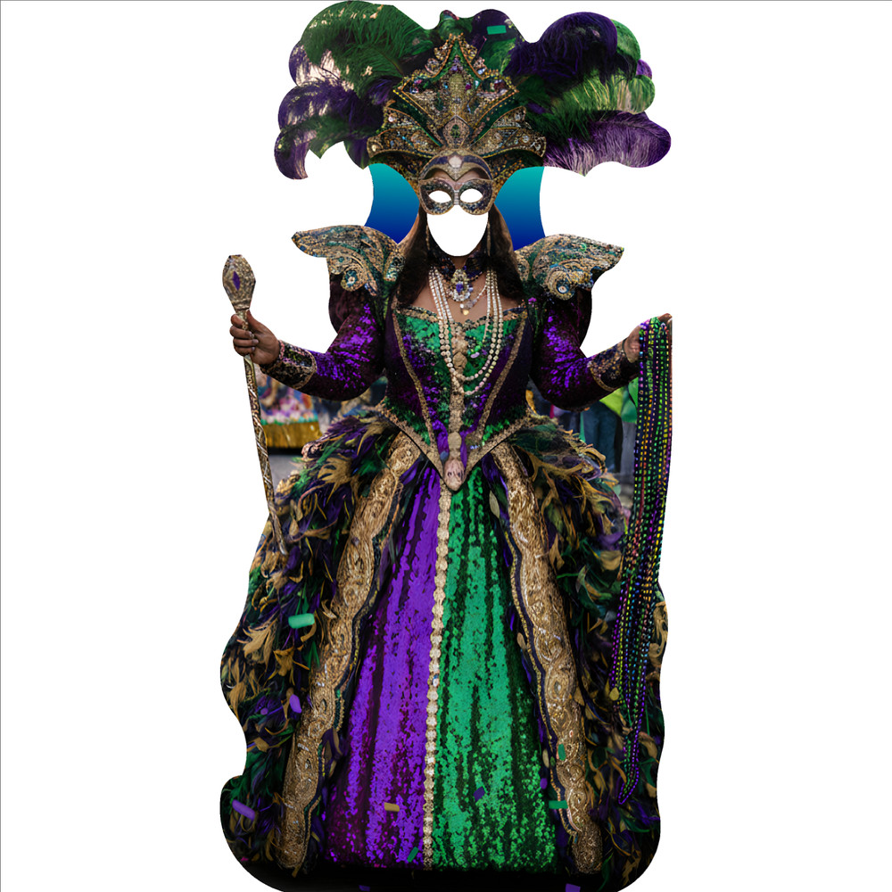 SS11358 New Orleans Mardi Gras Queen Woman Girl Stand In Cardboard Cutout Stande