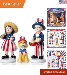 Vintage 3 Pcs 4th of July Decoration Statue Figurines Gifts Patriotic Resin S…