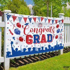 , Red and Blue Congratulations Banner, XtraLarge, 72×44 Inch, Graduation Backdro