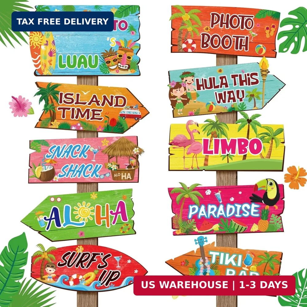20 Pieces Luau Party Decorations Hawaiian Party Welcome Sign Summer Tropical Par