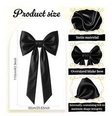 43 x 24 Inches Large Bow Party Decorations Giant Black Bow Decor Satin Ribbon