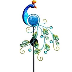 Solar Powered Peacock Garden Stake Light Metal Waterproof Lawn Lighting