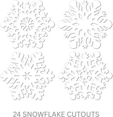 White Snowflake Cutouts – 24 Count Large Paper Snow Decorations for Winter Seaso