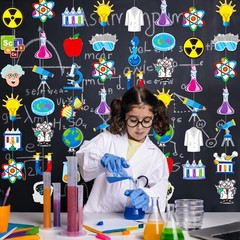 8pcs Science Party Hanging Garlands Science Birthday Party Decorations Chemis…