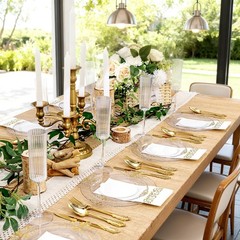 125PCS Clear Plastic Plates – Fancy Clear Gold Disposable Plates Include 25 D…