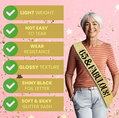 65 Birthday Decorations – 65Th Birthday Sash – «65 & Fabulous» Birthday Sash – 6