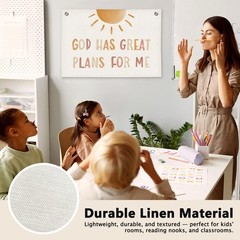 Christian Bible Verse Boho Sunshine Nursery Room Decor – Linen Banner Wall Ha…