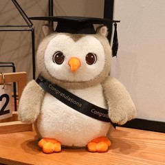 Graduation Owl Plush Toy Stuffed Animal with Cap and Gown for Grad Gift