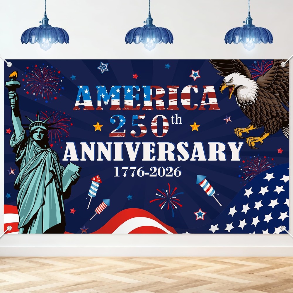 American 250 Years of Freedom Backdrop 1776-2026 America’s 250 Birthday Celebrat