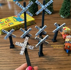 RAILROAD CROSSING SIGNS | Set of 2 | Party & Cake Decorations | O Scale Trains