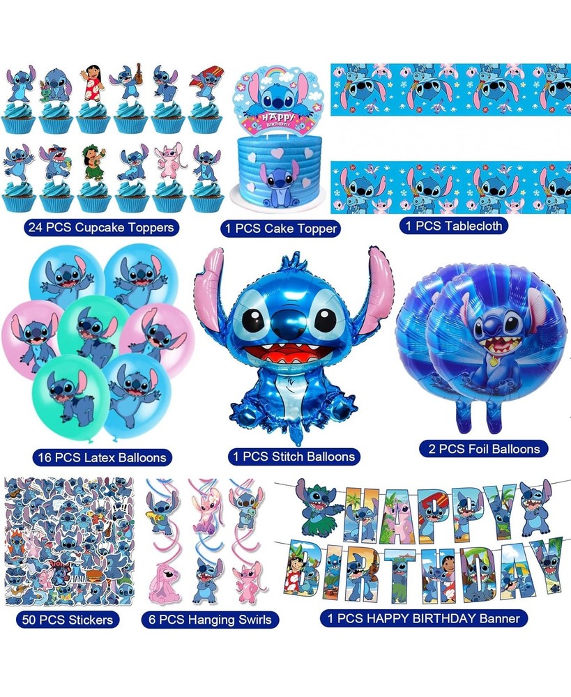 101pc stitch theme party supplies pack