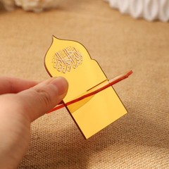 Gold Acrylic Stand Eid Mubarak Dessert Holder Ramadan Table Decor Islamic 5pcs