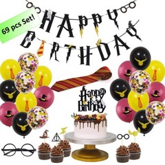 Magical Wizard Style Happy Birthday Banner and Magician Party Decorations-69Pcs