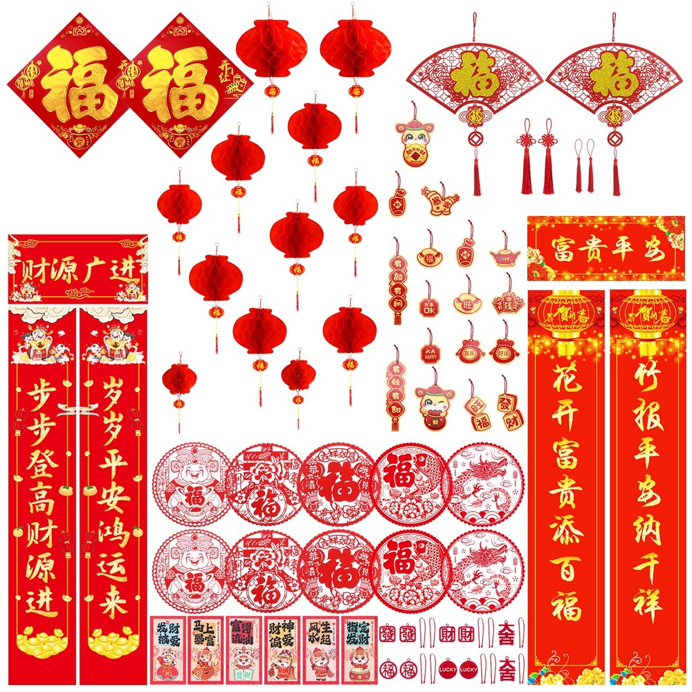 68Pcs Chinese New Year Decorations 2026 Lunar New Year Decor Hanging Ornaments