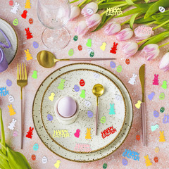 1800Pcs Easter Confetti,Egg Bunny Chick Table Confettis Glitter Foil Scatter for
