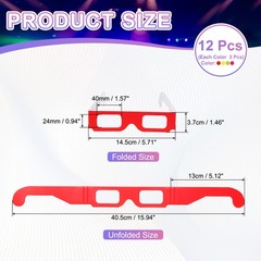 12 Pack 3D Diffraction Glasses Firework Diffraction Grating 4 Colors