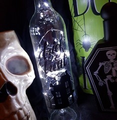 Home Decoration Light Up Bottle Halloween Decal White Wire Lights Trick Or Treat