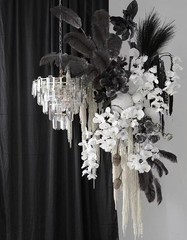 6-Pcs 17″ Black Pampas Grass Faux Pompas Fluffy Artificial Fake Flower (Black)