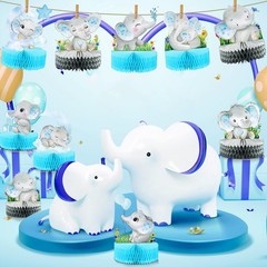12 Pcs Elephant Themed Baby Shower Decorations Elephant Honeycomb Table Centerpi