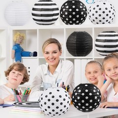 Treela Black and White Paper Lanterns Back to School Classroom Decorative 8″