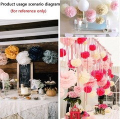 Elegant 12-Piece Black, Red & Gold Paper Pom Poms for Weddings & Celebrations
