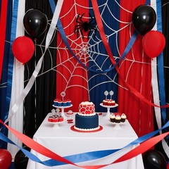 8 Rolls Red Blue Black Crepe Paper Streamers Carnival Party Decorations