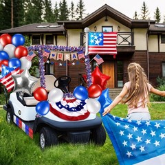 39-41 Pcs Patriotic Golf Cart Decorations Kit for 4th of July Parade – Red, Whit