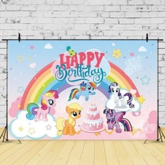 My Little Pony Happy Birthday Backdrop 5×3.5ft,for Kids Birthday Party Decorate