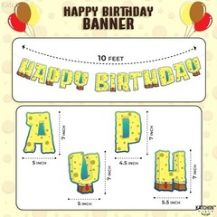 , Large Happy Birthday Banner – Pre Strung, 10 Feet | Cartoon Banner Yellow