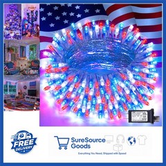 4th of July Decorations 100 LED String Lights Red White Blue 33ft Indoor Outdoor