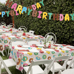 2 Pack Donut Party Tablecloth 54″ x 108″ Plastic Birthday Baby Shower Decor