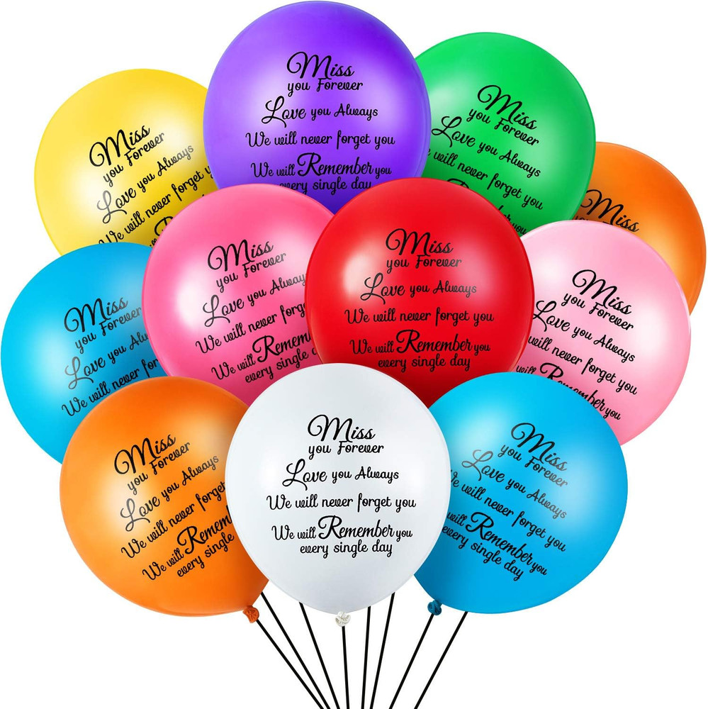 72 Pieces Memorial Balloons, 12 Inch Funeral Remembrance Latex Balloons