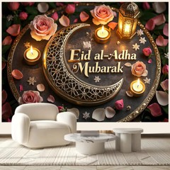 Eid Mubarak Party Background Eid Al Adha Islamic Holiday Art Decoration Backdrop