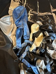 Large Balloon Arch Latex & Mylar Balloons Metallic Blue Silver Black Clear 133pc