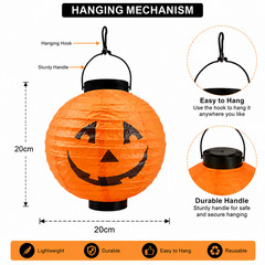 3 Pack Halloween LED Paper Lanterns Pumpkin Ghost Bat Glow at Night