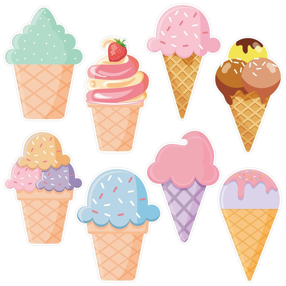 40 PCS Ice Cream Paper Cutouts Nameplates Summer Classroom Bulletin Board