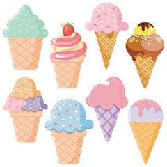 40 PCS Ice Cream Paper Cutouts Nameplates Summer Classroom Bulletin Board