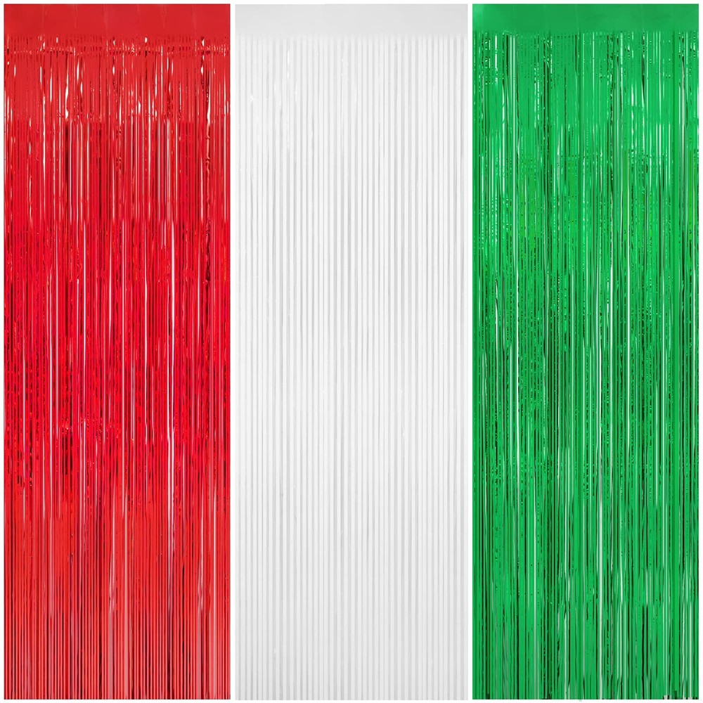 3 PCS Christmas Tinsel Foil Fringe Curtain 8×9.84 FT Streamers Fiesta